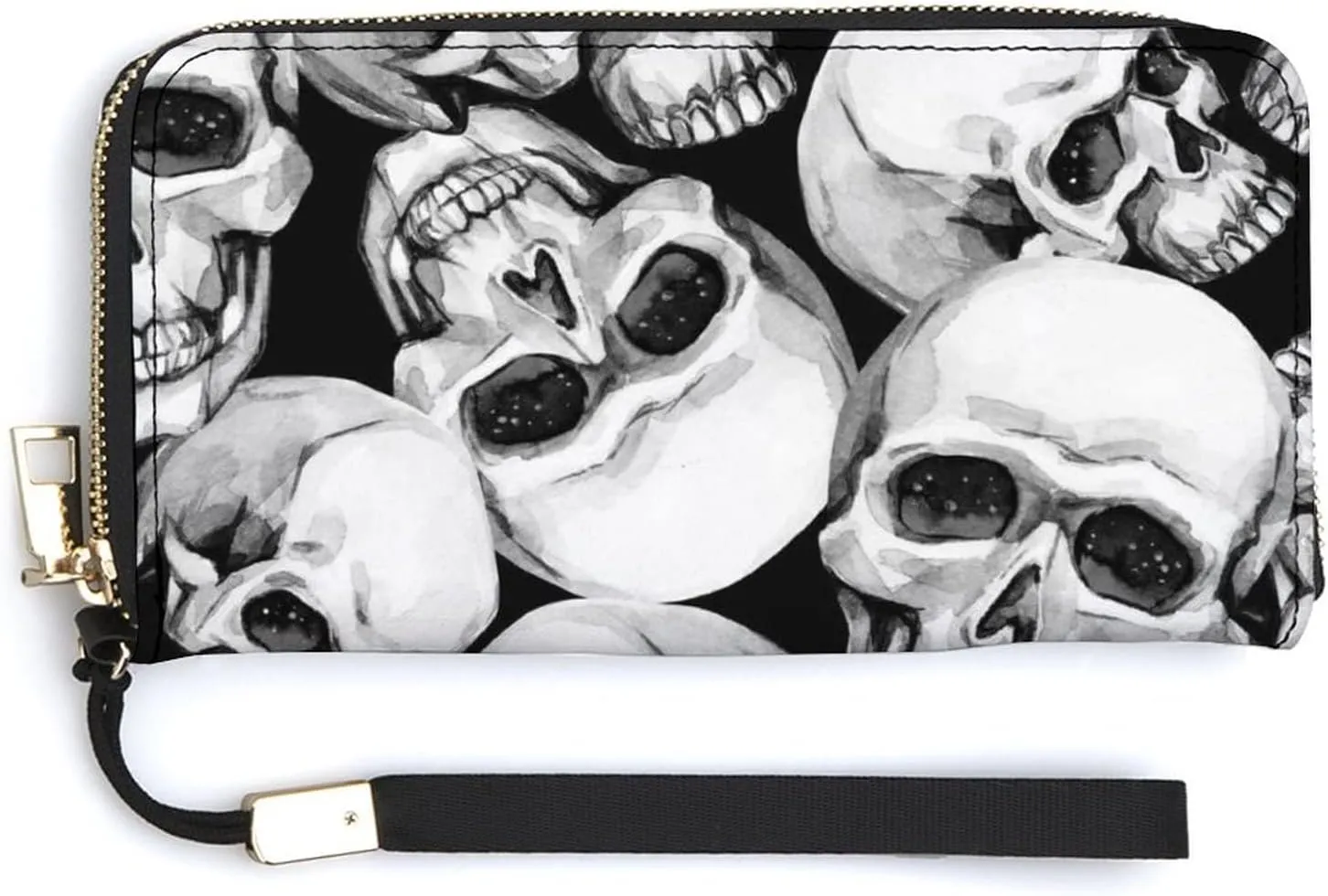 Donnapink Long Clutch Wallet, Long Handbag with Wristlet Strap, PU Leather Zip Purse