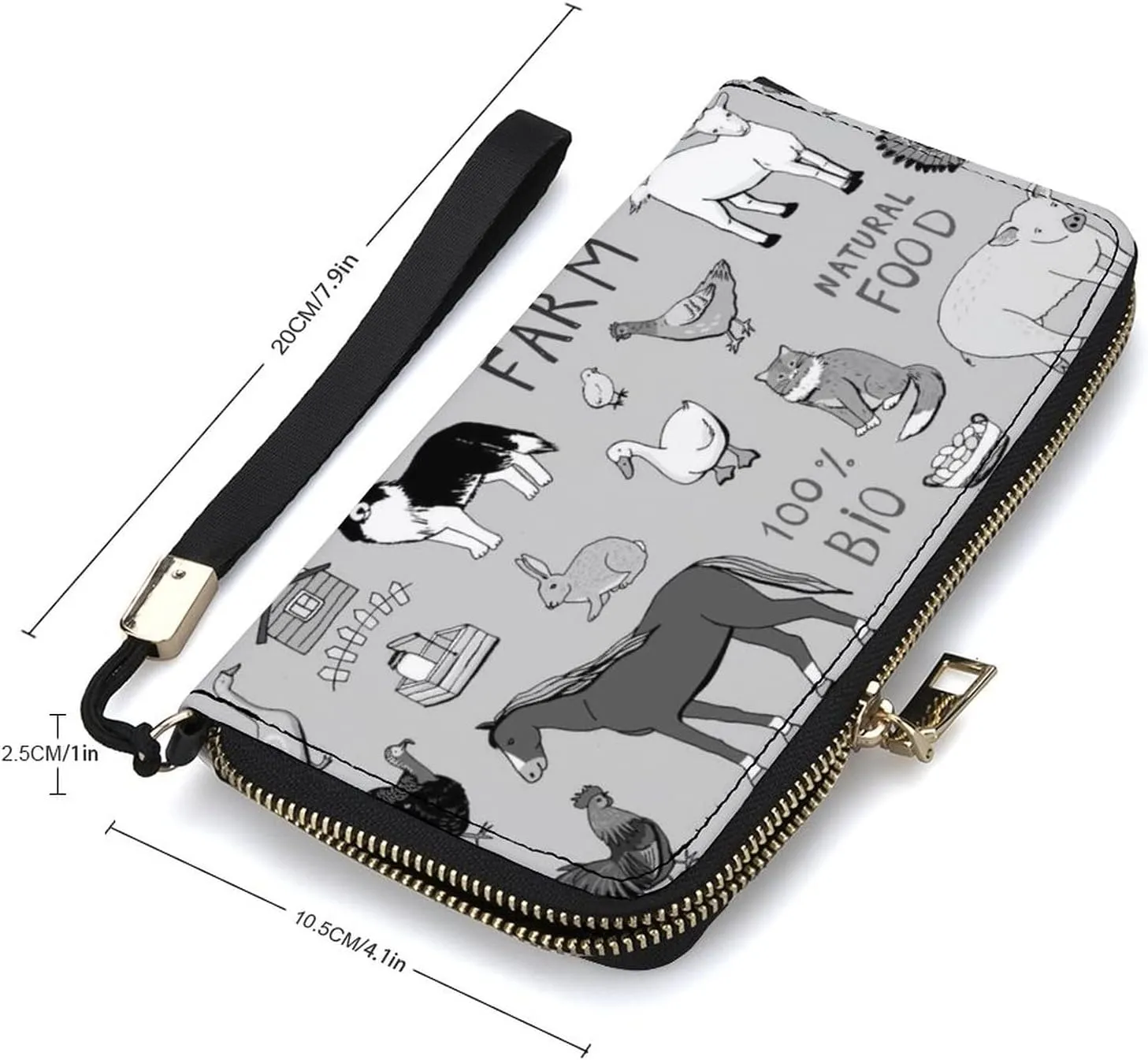 Donnapink Long Clutch Wallet, Long Handbag with Wristlet Strap, PU Leather Zip Purse