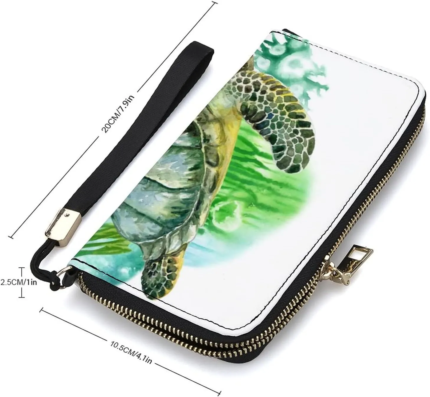 Donnapink Long Clutch Wallet, Long Handbag with Wristlet Strap, PU Leather Zip Purse