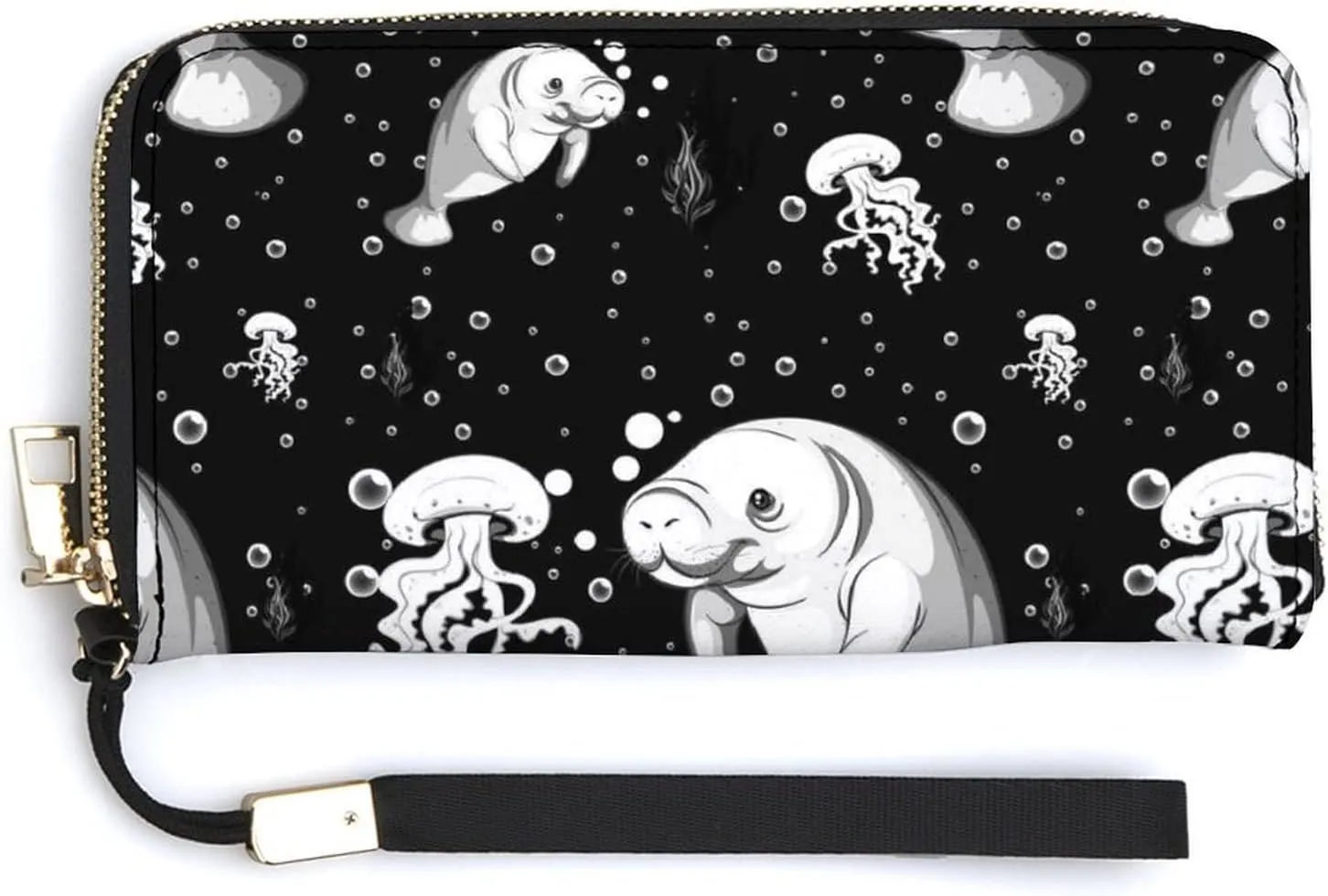 Donnapink Long Clutch Wallet, Long Handbag with Wristlet Strap, PU Leather Zip Purse