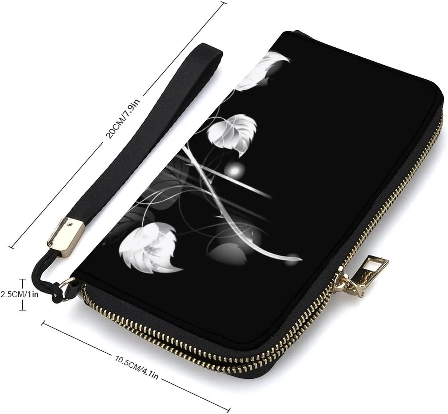 Donnapink Long Clutch Wallet, Long Handbag with Wristlet Strap, PU Leather Zip Purse