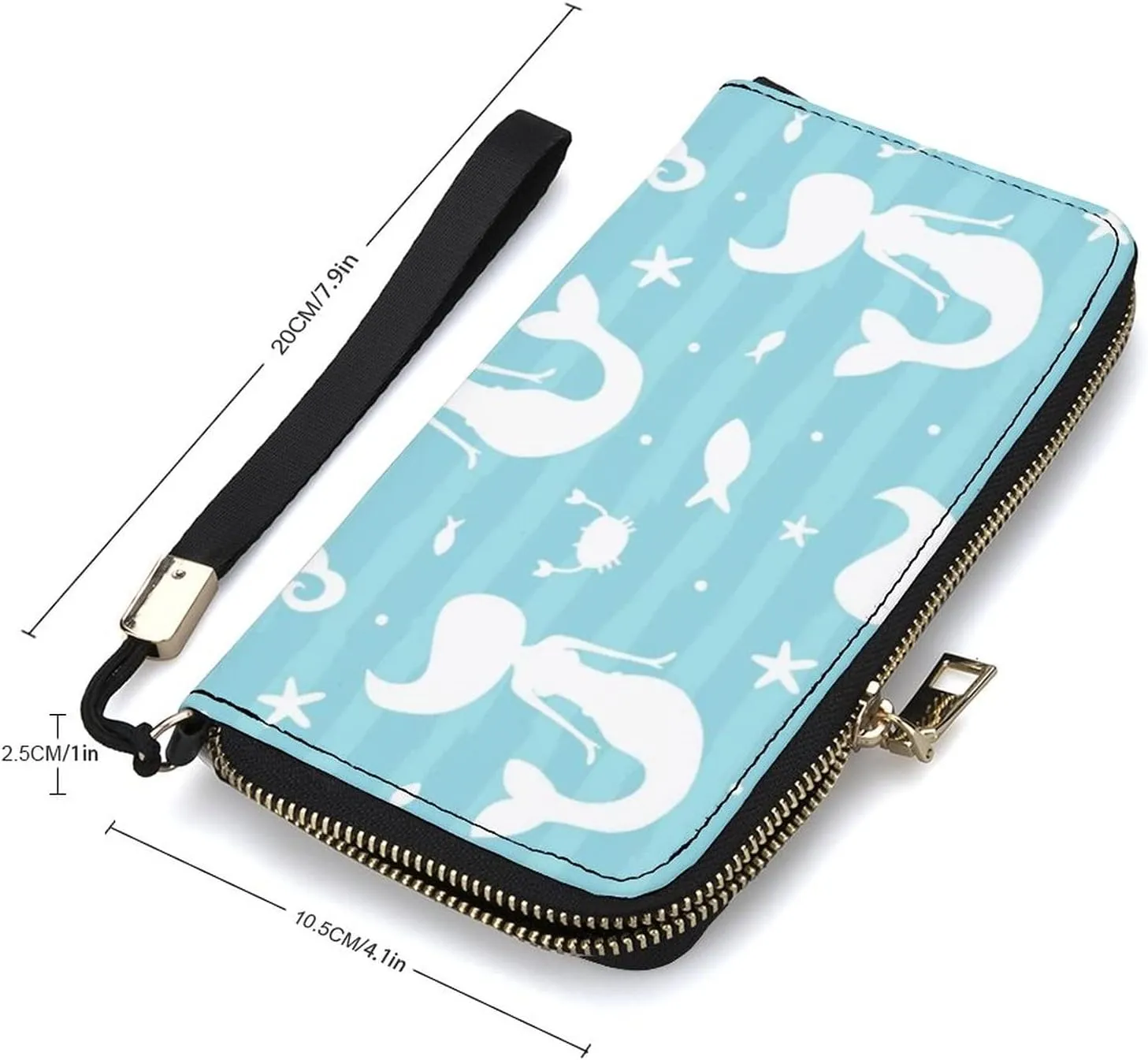 Donnapink Long Clutch Wallet, Long Handbag with Wristlet Strap, PU Leather Zip Purse