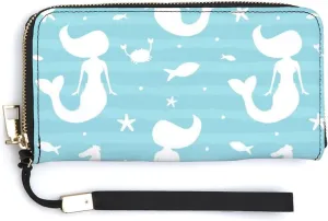 Donnapink Long Clutch Wallet, Long Handbag with Wristlet Strap, PU Leather Zip Purse