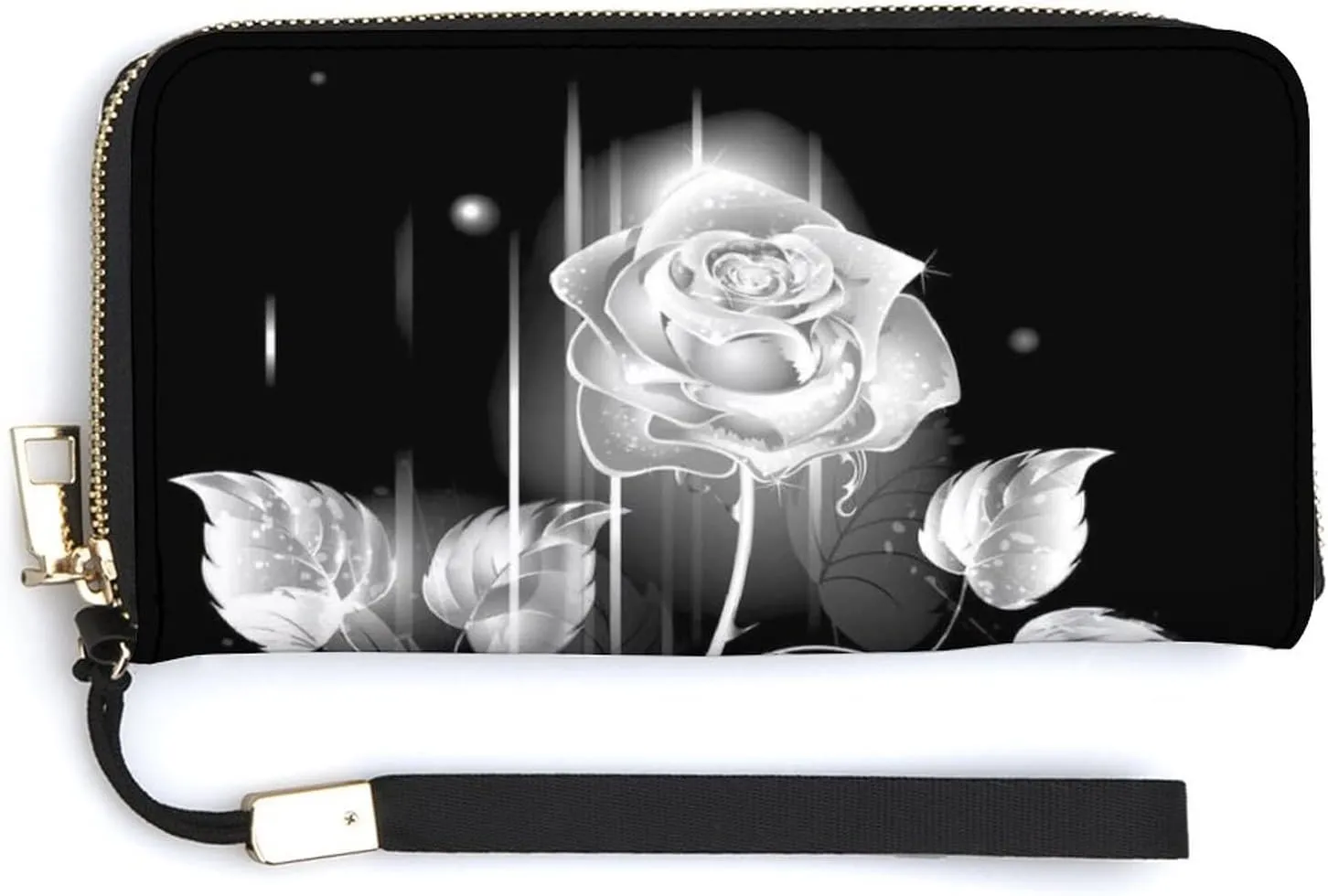 Donnapink Long Clutch Wallet, Long Handbag with Wristlet Strap, PU Leather Zip Purse