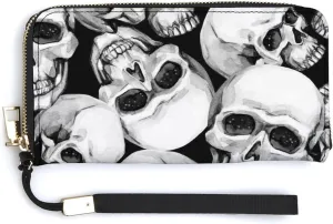 Donnapink Long Clutch Wallet, Long Handbag with Wristlet Strap, PU Leather Zip Purse