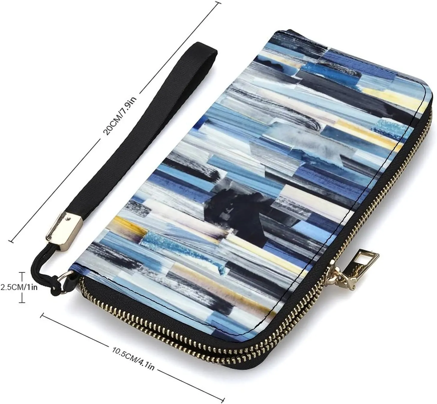 Donnapink Long Clutch Wallet, Long Handbag with Wristlet Strap, PU Leather Zip Purse