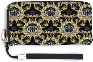 Donnapink Long Clutch Wallet, Long Handbag with Wristlet Strap, PU Leather Zip Purse