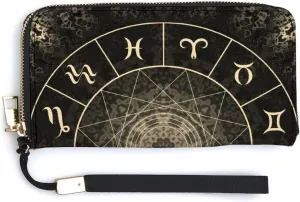 Donnapink Long Clutch Wallet, Long Handbag with Wristlet Strap, PU Leather Zip Purse