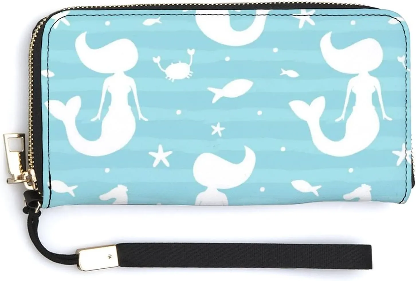 Donnapink Long Clutch Wallet, Long Handbag with Wristlet Strap, PU Leather Zip Purse