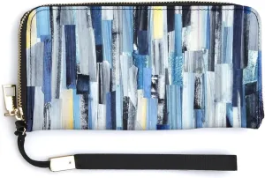Donnapink Long Clutch Wallet, Long Handbag with Wristlet Strap, PU Leather Zip Purse