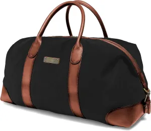 DRAKENSBERG Weekender 'David' (L) - large travel duffle, holdall and gym bag in vintage retro design, large, ladies, men, sustainably handmade, canvas, leather, 60L, black, brown, DR00246