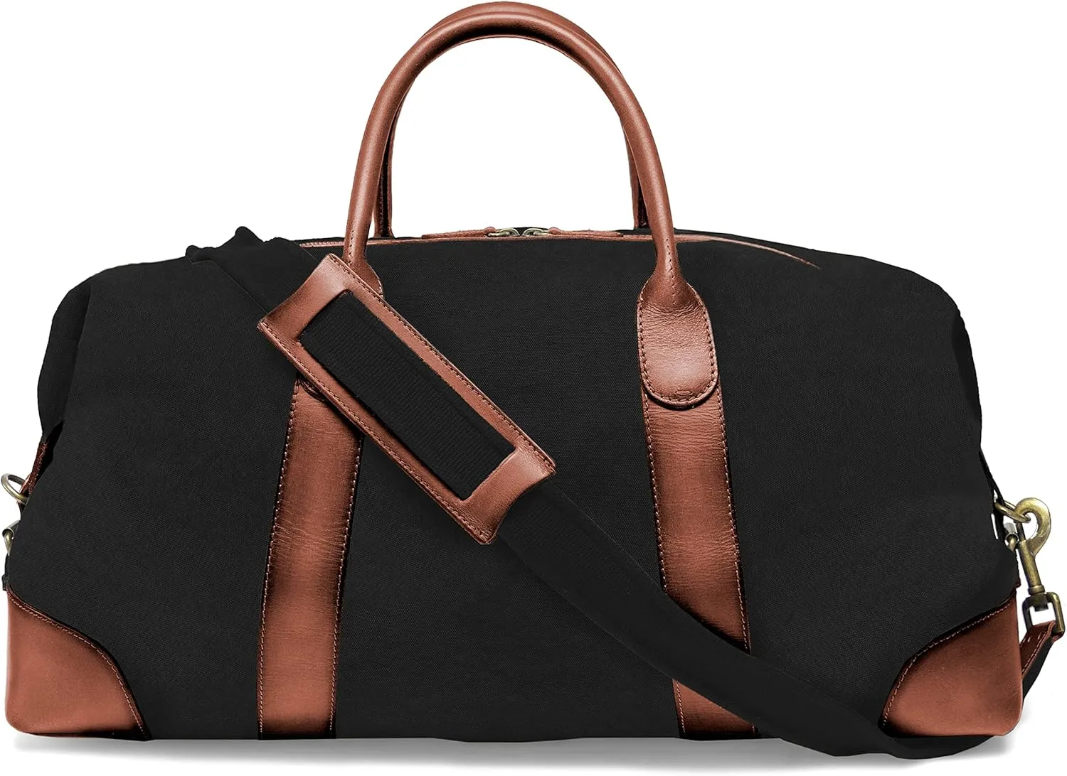 DRAKENSBERG Weekender 'David' (L) - large travel duffle, holdall and gym bag in vintage retro design, large, ladies, men, sustainably handmade, canvas, leather, 60L, black, brown, DR00246