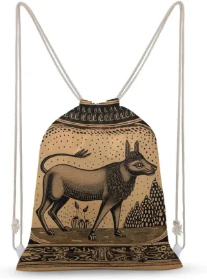 Drawstring Backpack Gym Drawstring Bags Woodcut Style Animals Sports Sackpack Trip String Bag for Men Women