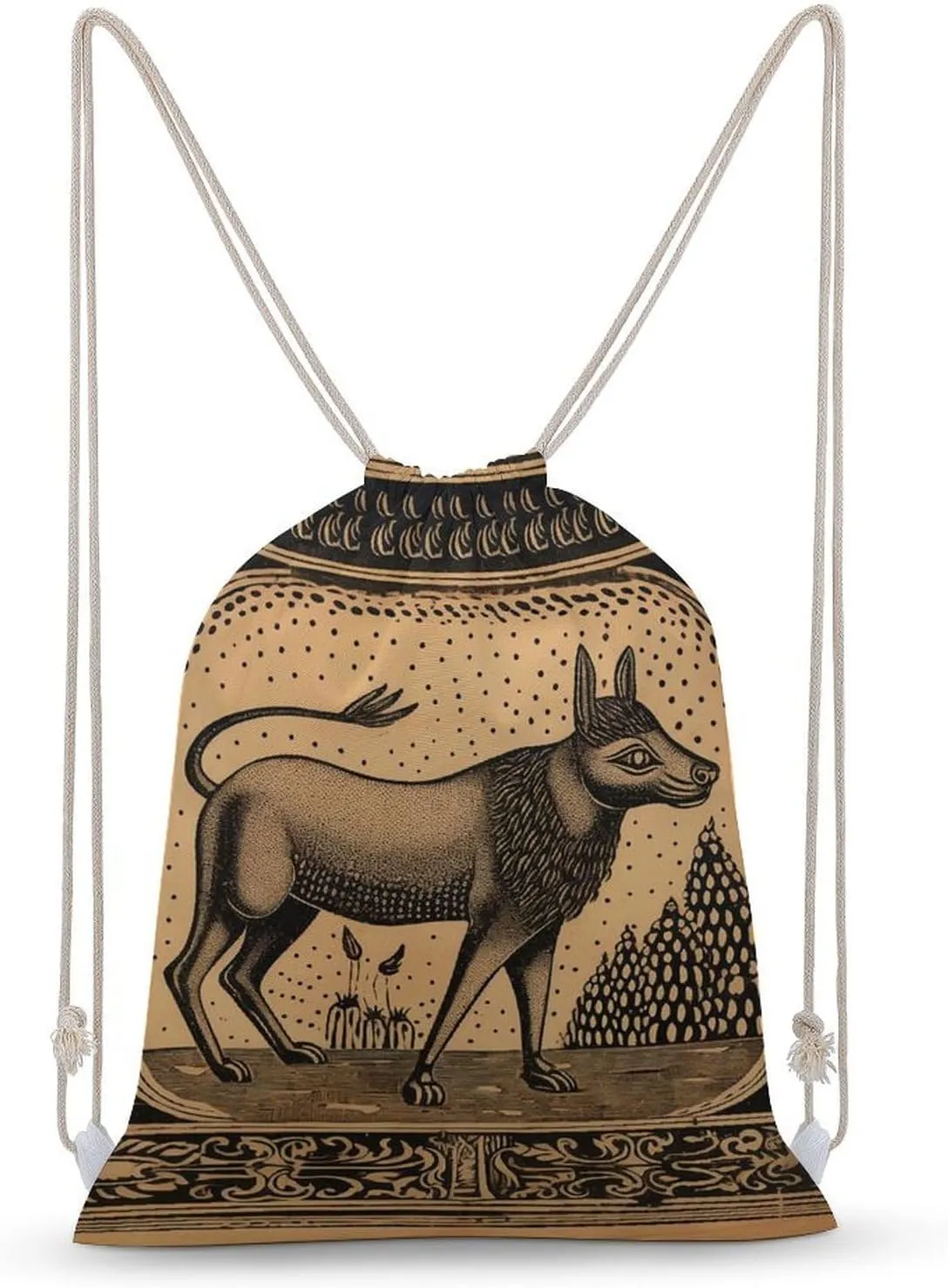 Drawstring Backpack Gym Drawstring Bags Woodcut Style Animals Sports Sackpack Trip String Bag for Men Women