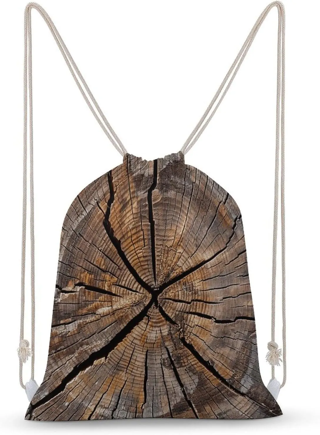 Drawstring Backpack Lightweight Tree Stump Wood Grain Drawstring Bags Fashion Gym Bag For Women Men
