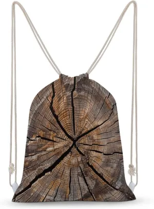 Drawstring Backpack Lightweight Tree Stump Wood Grain Drawstring Bags Fashion Gym Bag For Women Men