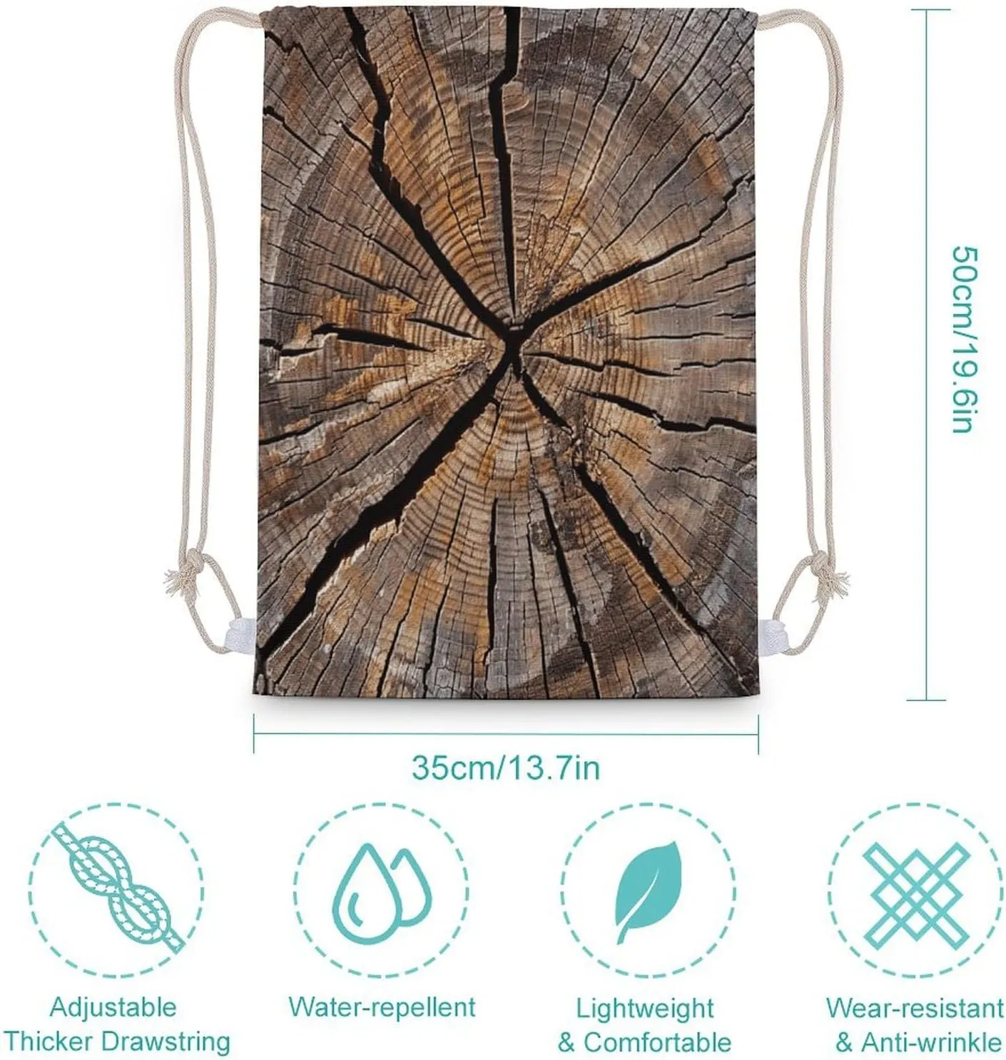 Drawstring Backpack Lightweight Tree Stump Wood Grain Drawstring Bags Fashion Gym Bag For Women Men