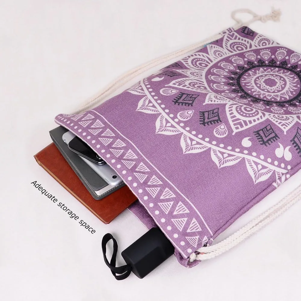 Drawstring Backpack Mandala Style String Bag Canvas Beach Sport Daypack