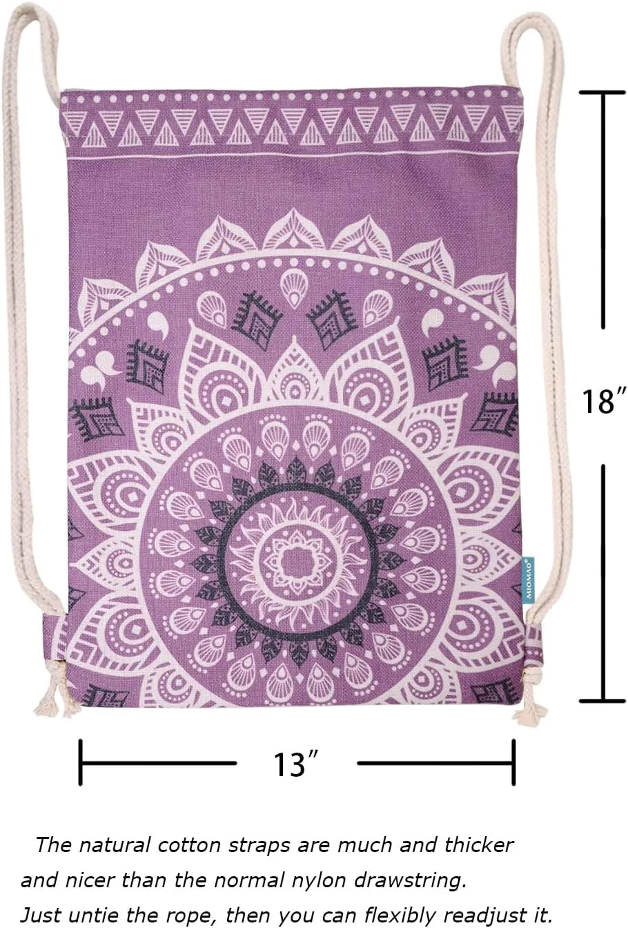Drawstring Backpack Mandala Style String Bag Canvas Beach Sport Daypack