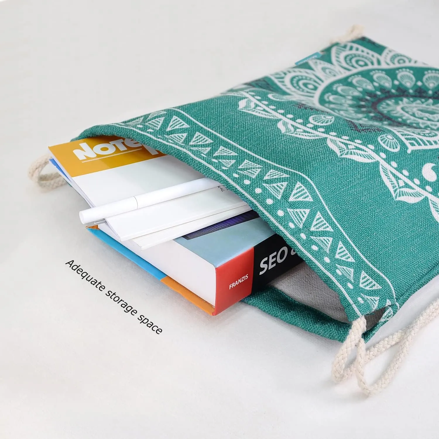 Drawstring Backpack Mandala Style String Bag Canvas Beach Sport Daypack