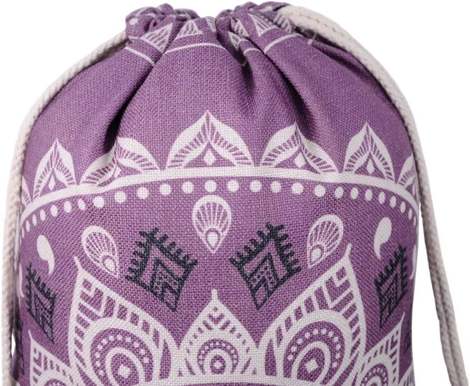 Drawstring Backpack Mandala Style String Bag Canvas Beach Sport Daypack