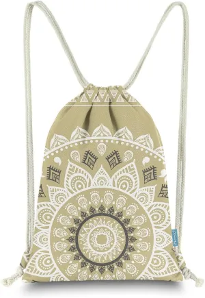 Drawstring Backpack Mandala Style String Bag Canvas Beach Sport Daypack