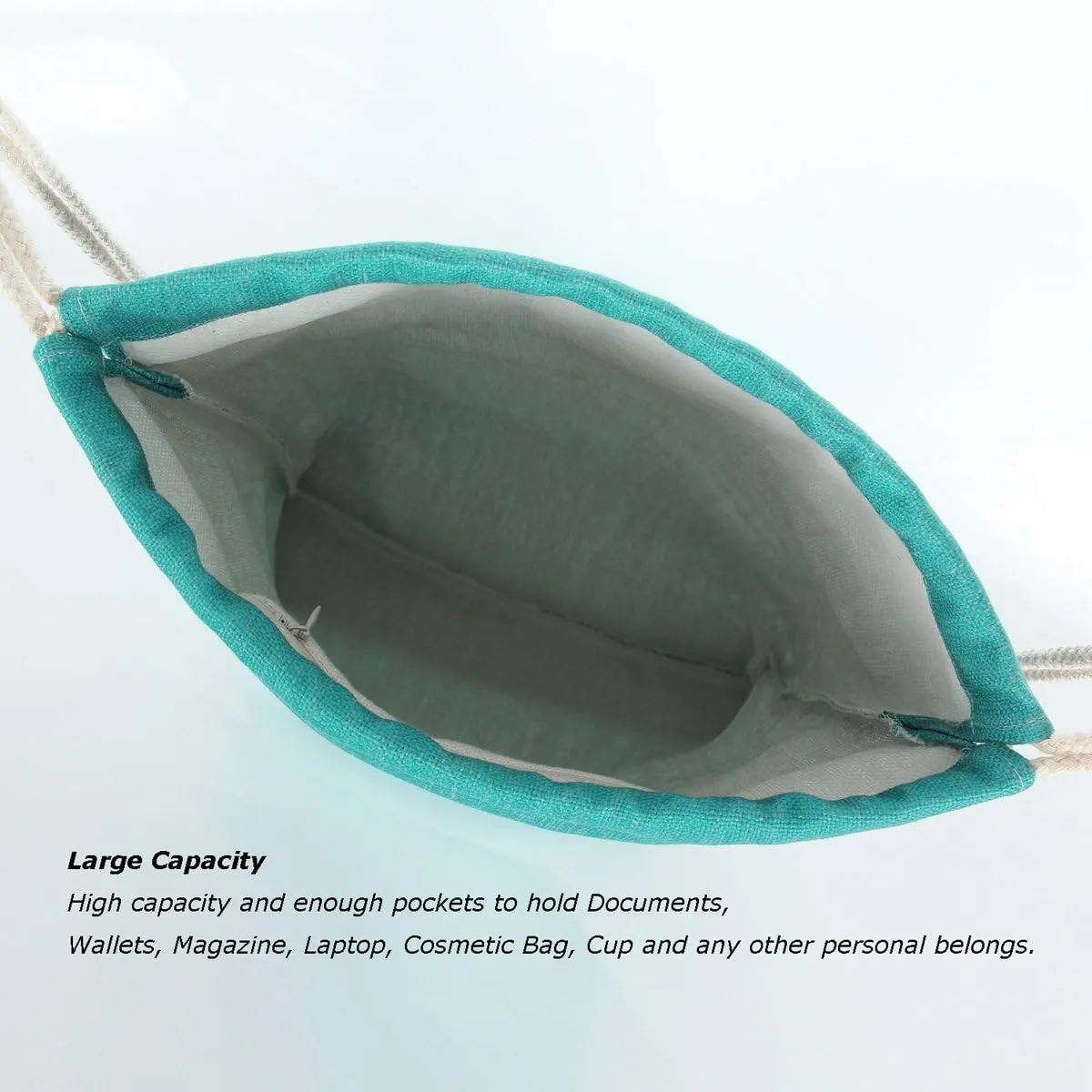 Drawstring Backpack Simple Style String Bag Canvas Beach Sport Daypack