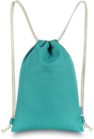 Drawstring Backpack Simple Style String Bag Canvas Beach Sport Daypack