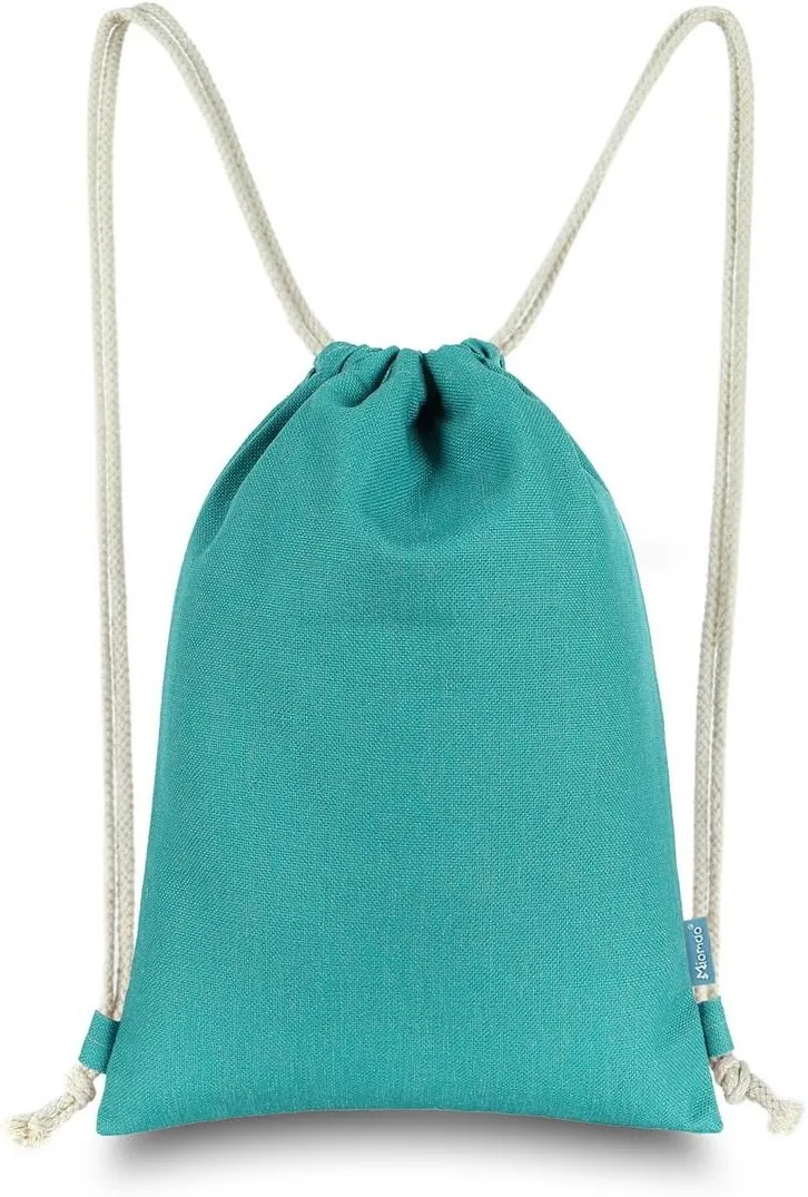 Drawstring Backpack Simple Style String Bag Canvas Beach Sport Daypack