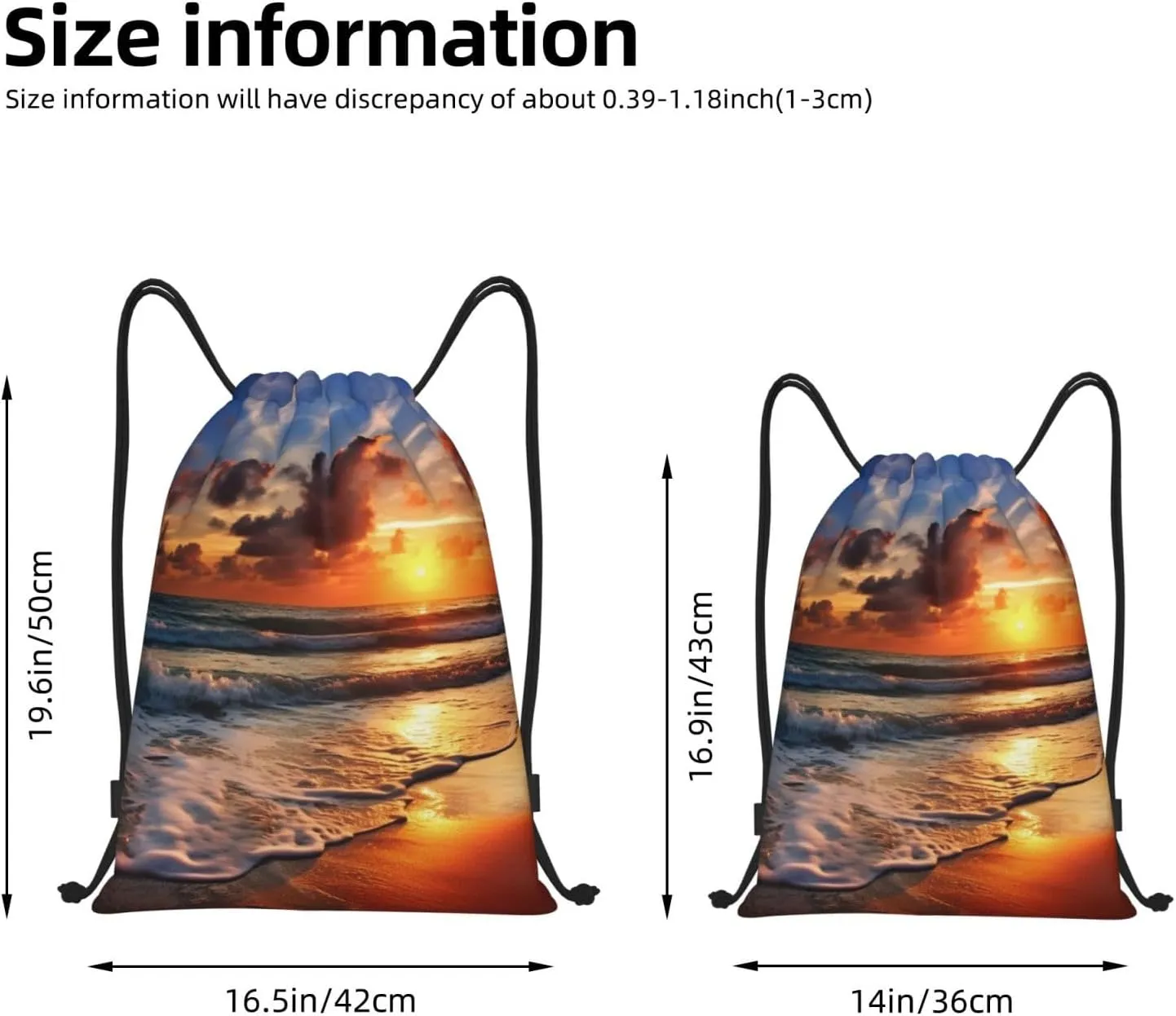Drawstring Backpack Sports Gym Bag Beach Sunrise Drawstring Bags Foldable Backpack for Women Men