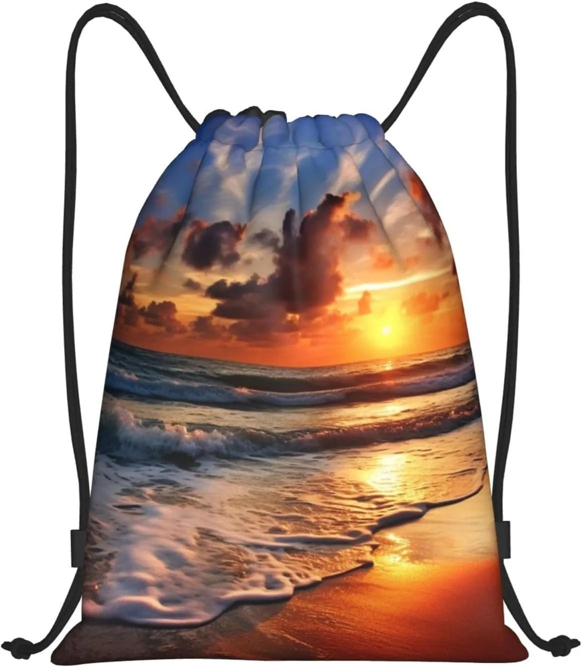 Drawstring Backpack Sports Gym Bag Beach Sunrise Drawstring Bags Foldable Backpack for Women Men
