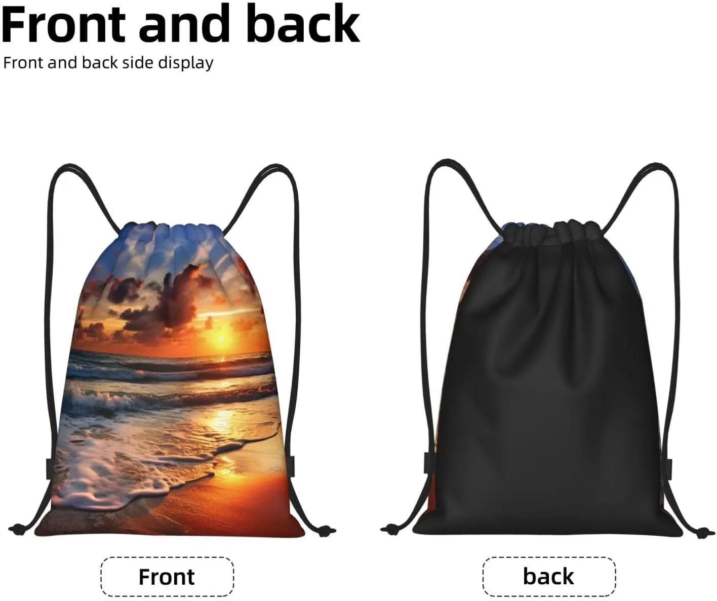 Drawstring Backpack Sports Gym Bag Beach Sunrise Drawstring Bags Foldable Backpack for Women Men