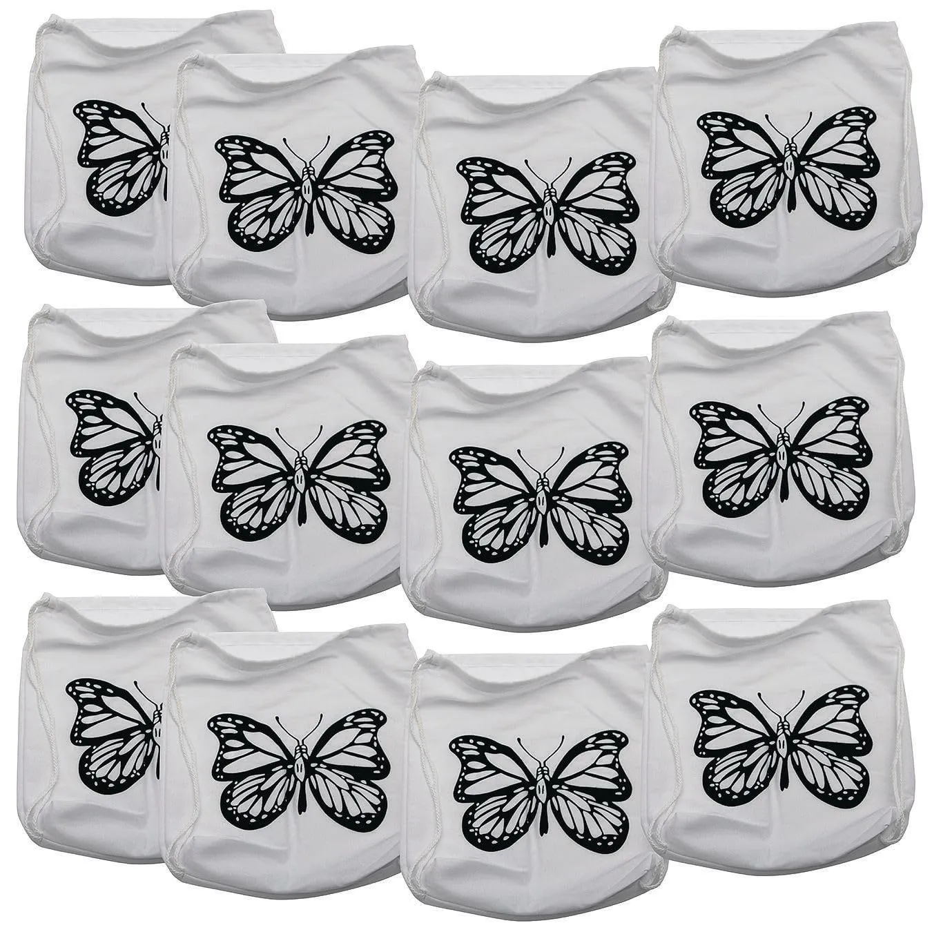 Drawstring Bag with Velvet Art Butterfly (Pack of 12)