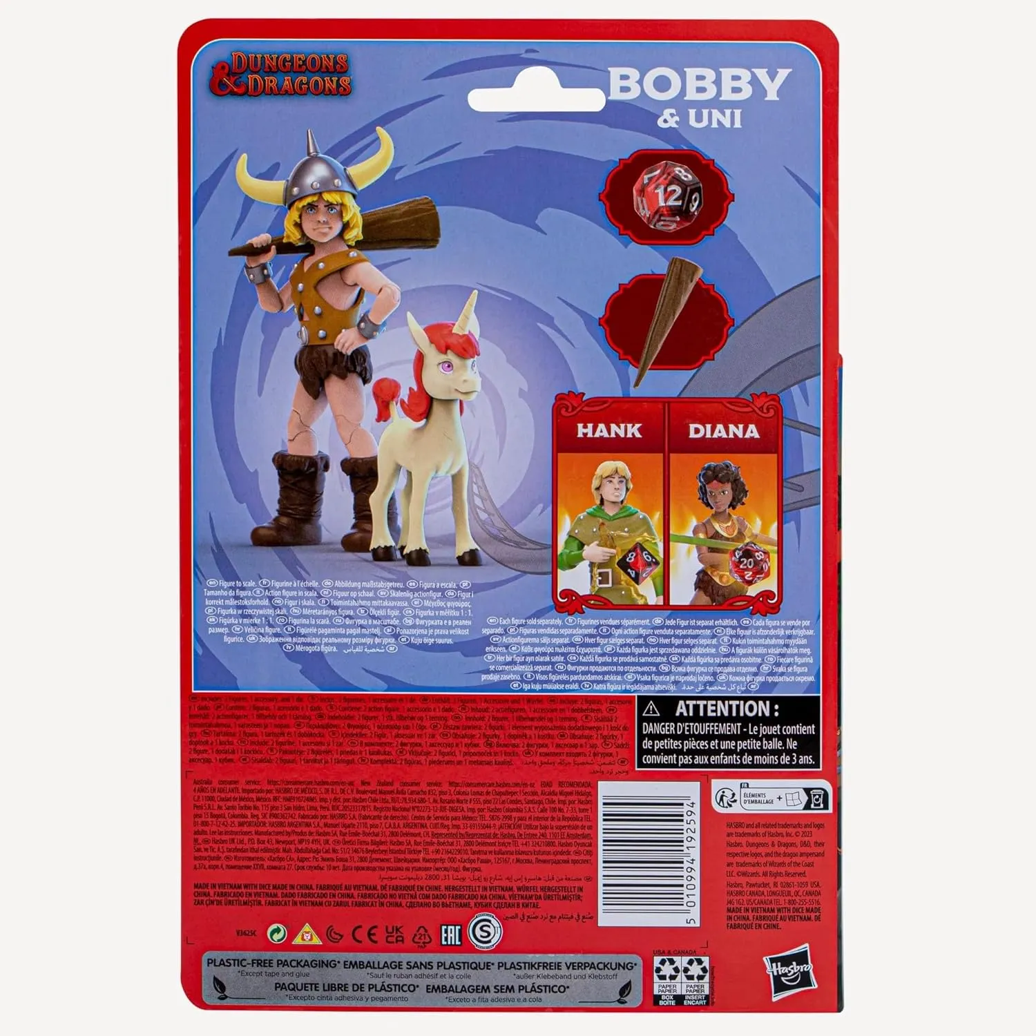 Dungeons & Dragons Cartoon Classics 6-Inch-Scale Bobby & Uni 2-Pack Action Figures, D&D 80s Cartoon, Includes d12 from Exclusive D&D Dice Set