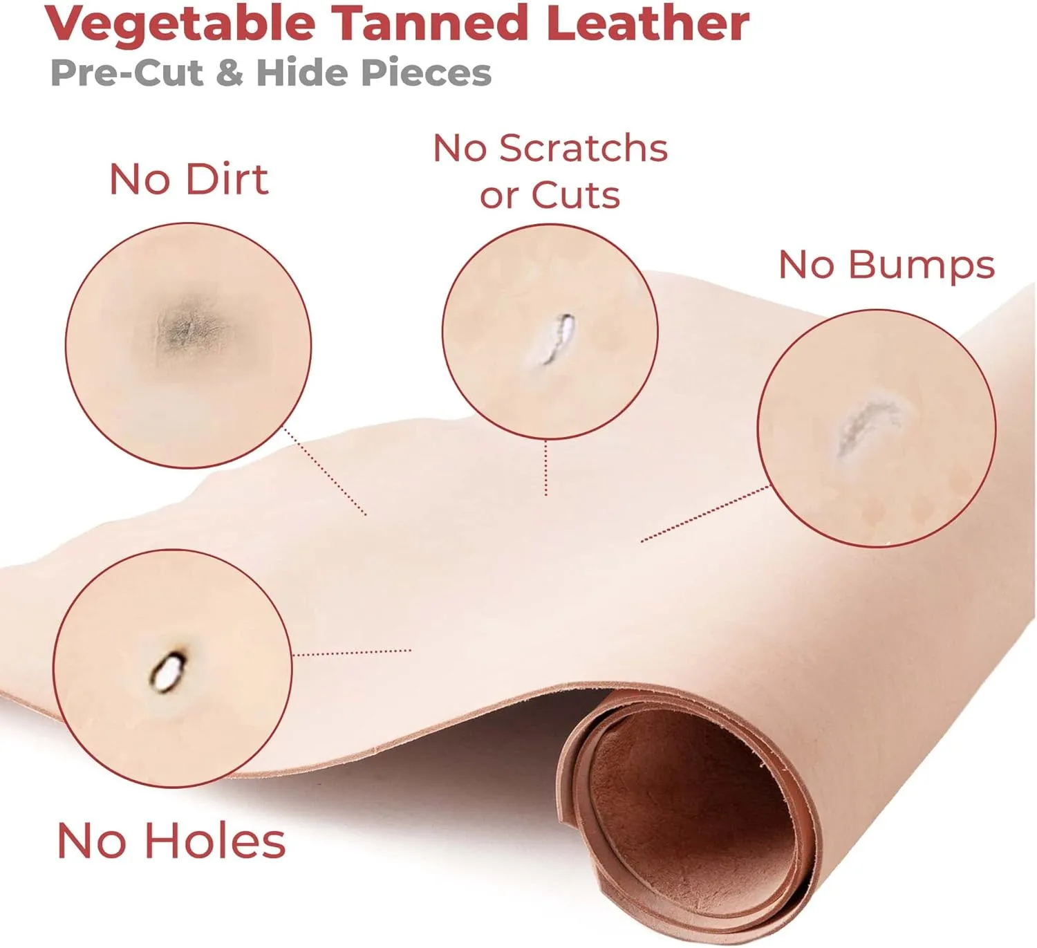 ELW 8-9 oz (3.2-3.6mm) Thickness Weight Pre-Cut 12"x24" Vegetable Tanned Leather Cowhide Grade AB Full Grain Leather for Tooling, Carving, Engraving, Molding, Embossing, Stamping, & Dyeing