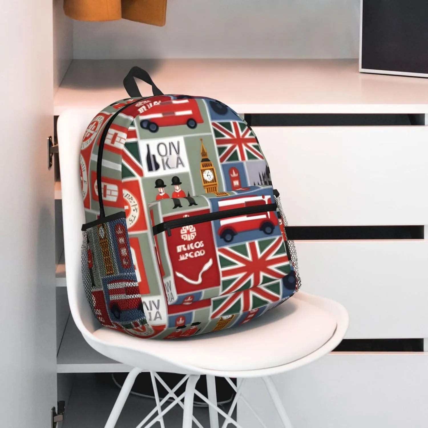 England Symbols print backpack Travel Laptop Backpack Cute Purse Casual Backpack work, traveling,