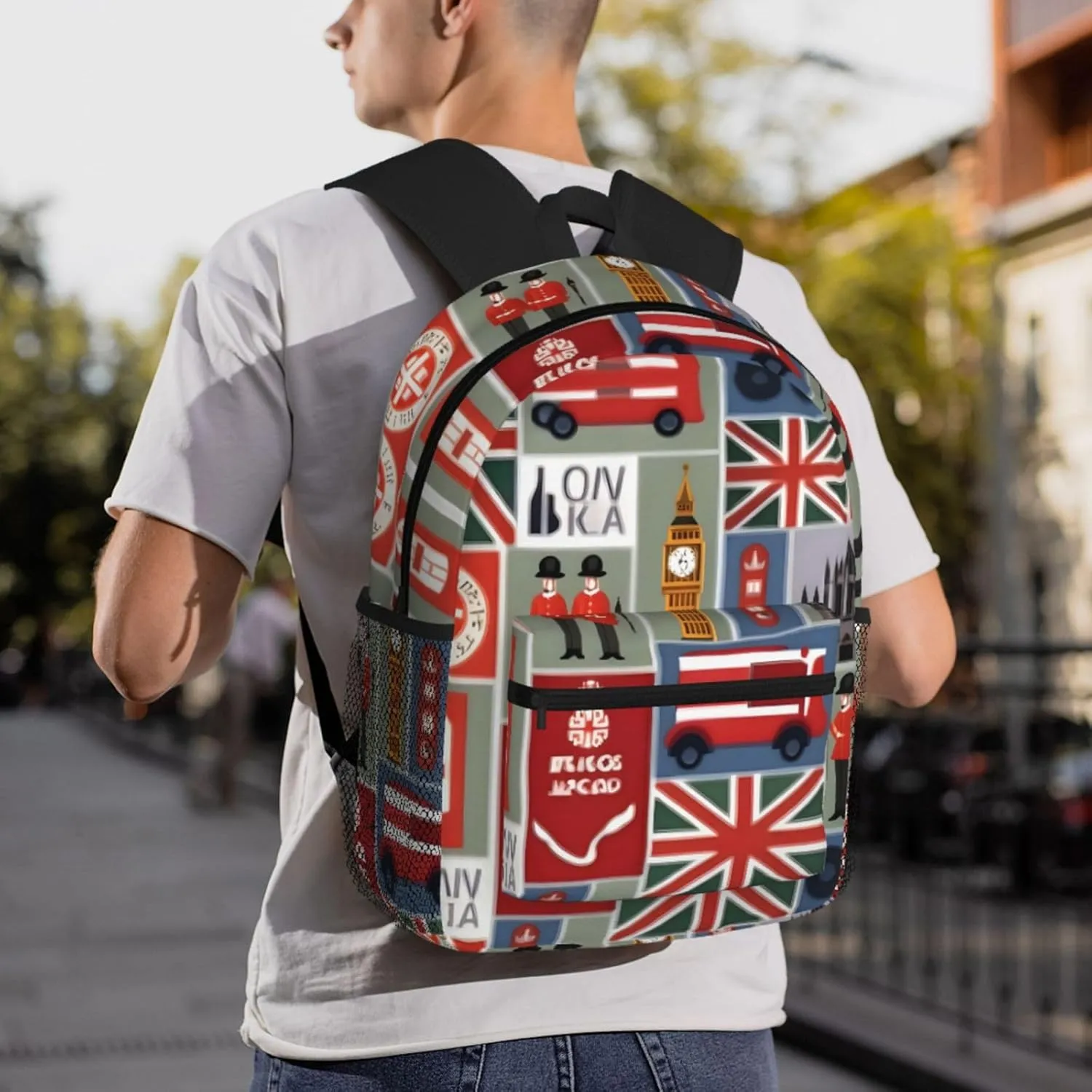 England Symbols print backpack Travel Laptop Backpack Cute Purse Casual Backpack work, traveling,
