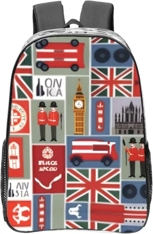 England Symbols print Clear Backpacks for Office Transparent See Through Backpack Clear Bookbag for Adults