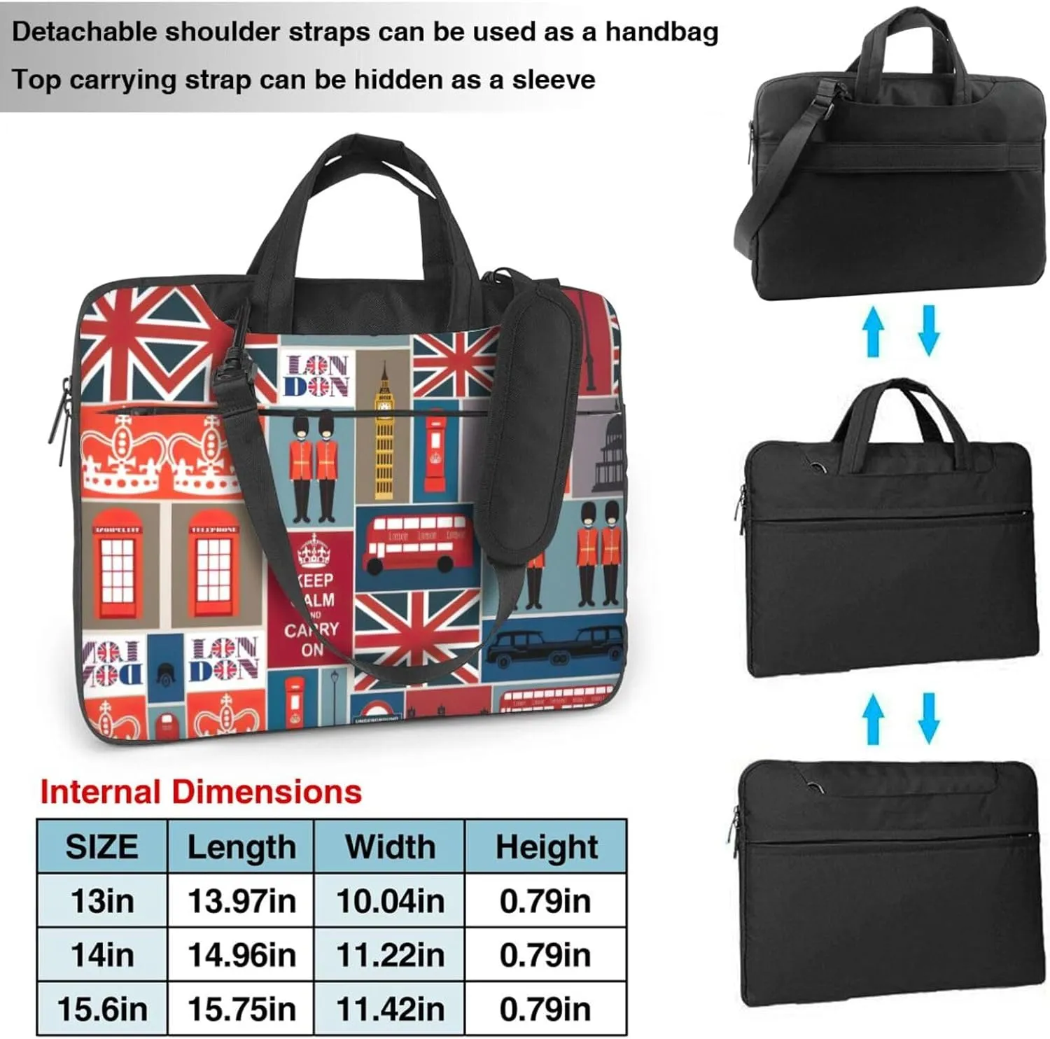 England Symbols Print Laptop Bag,Can Use It Freely As A Shoulder Bag,Crossbody Bag,And Briefcase