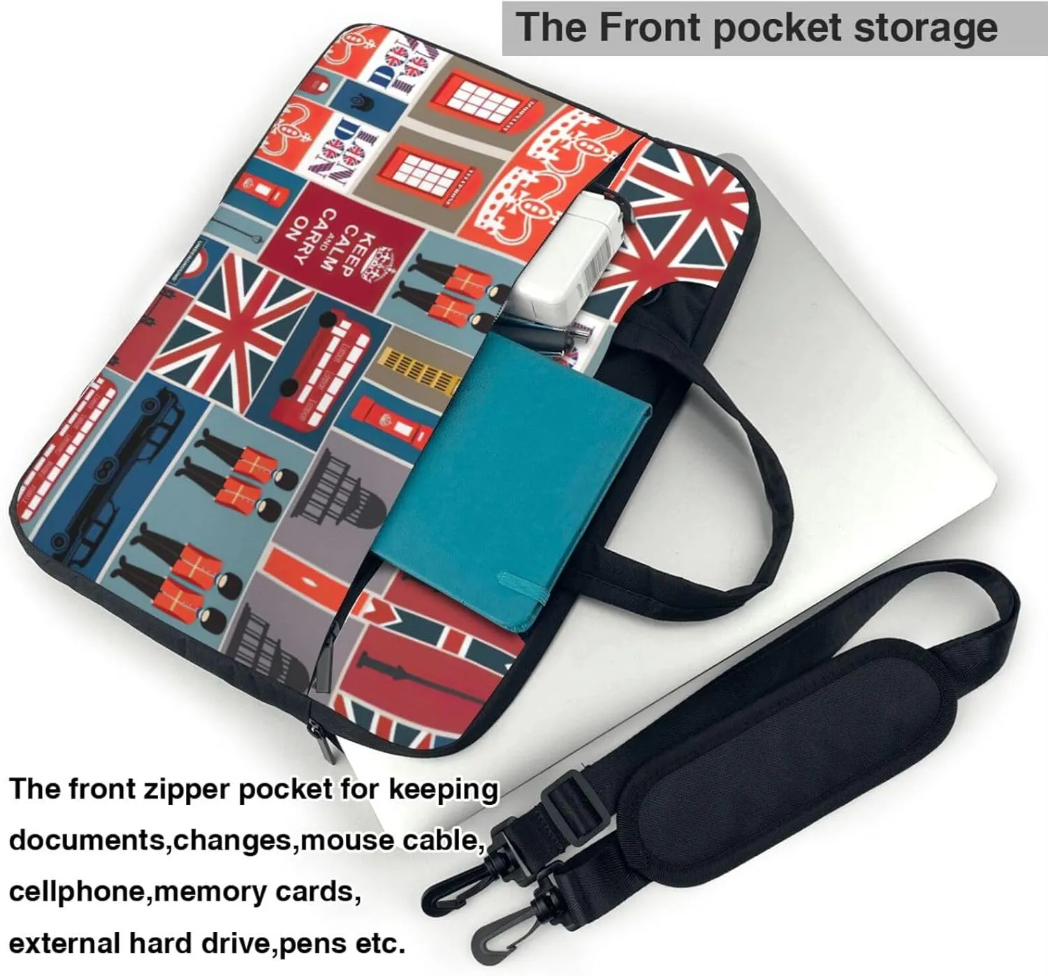 England Symbols Print Laptop Bag,Can Use It Freely As A Shoulder Bag,Crossbody Bag,And Briefcase