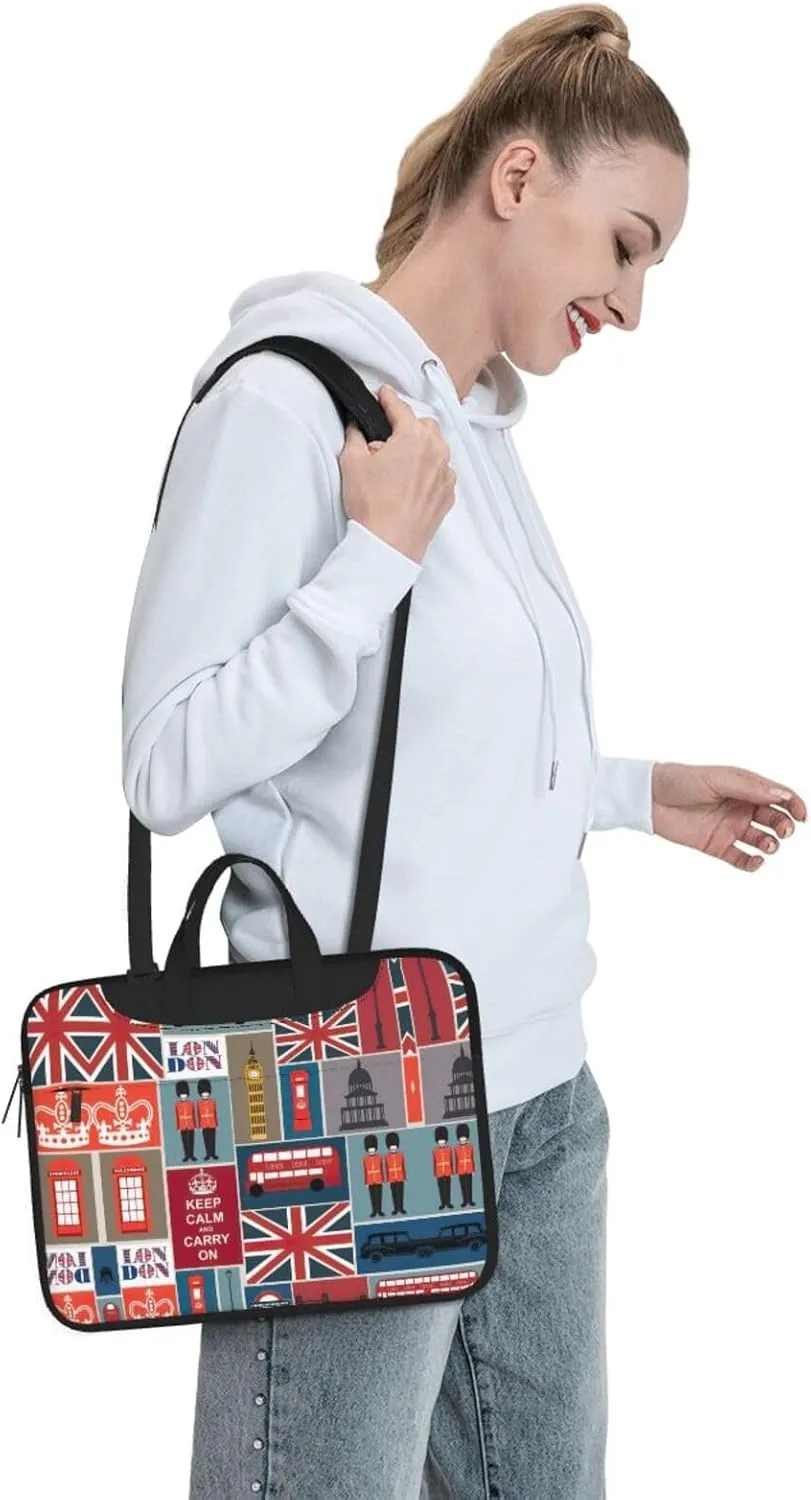 England Symbols Print Laptop Bag,Can Use It Freely As A Shoulder Bag,Crossbody Bag,And Briefcase