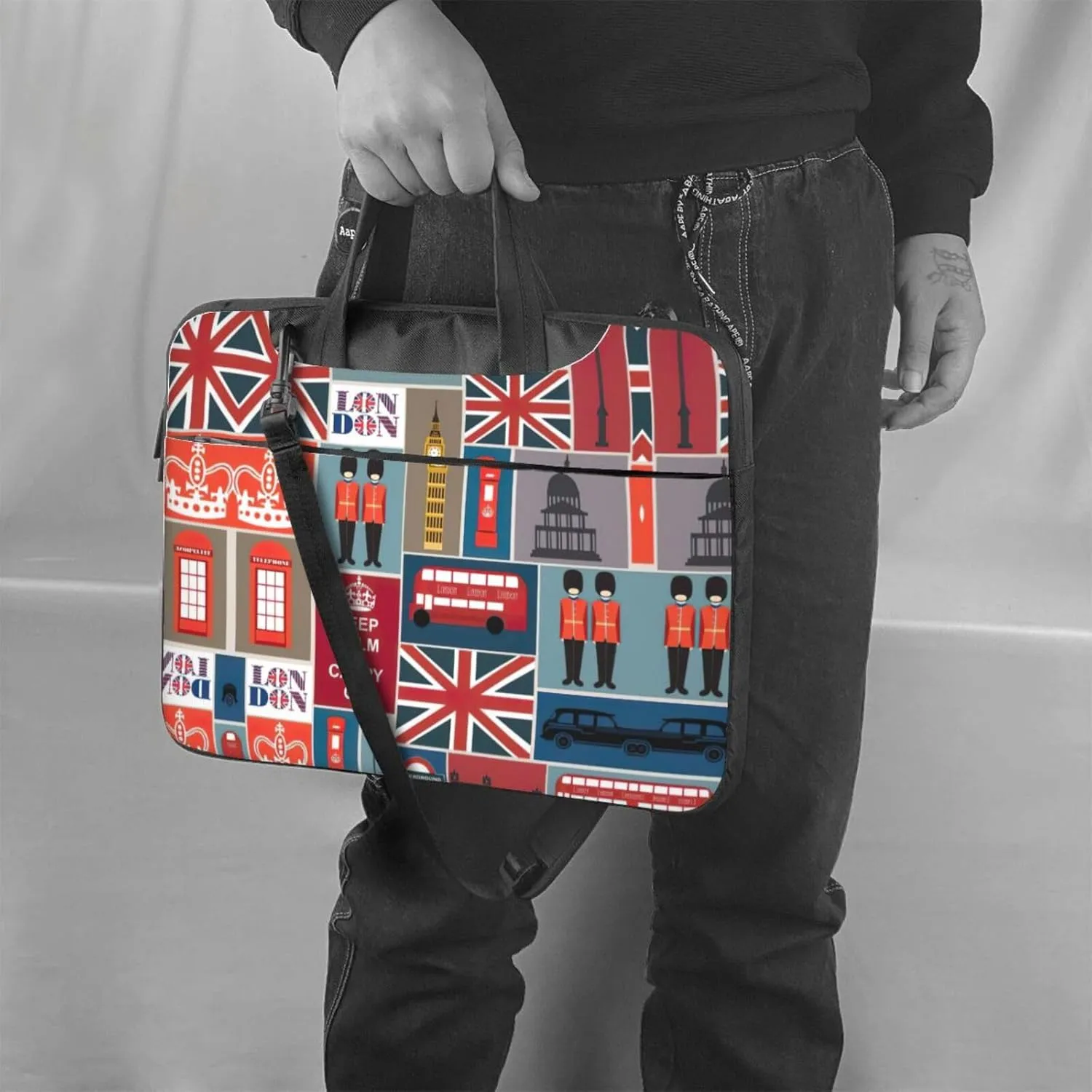 England Symbols Print Laptop Bag,Can Use It Freely As A Shoulder Bag,Crossbody Bag,And Briefcase