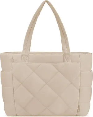 ETRONIK Tote Bag for Women, Lightweight Puffy Tote Bag with Multiple Pockets, Large Quilted Shoulder Handbag for Travel