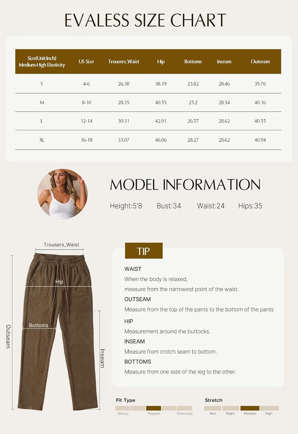 EVALESS Corduroy Pants for Women Casual Drawstring Elastic High Waist Straight Leg Pants Loose Comfy Trousers with Pockets