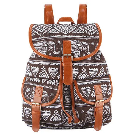 Exclusive Handmade Bohemian Mochila Vintage Backpack Drawstring Printing Canvas Bagpack Sac a Dos Femme Rucksack Female