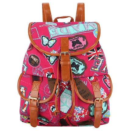 Exclusive Handmade Bohemian Mochila Vintage Backpack Drawstring Printing Canvas Bagpack Sac a Dos Femme Rucksack Female