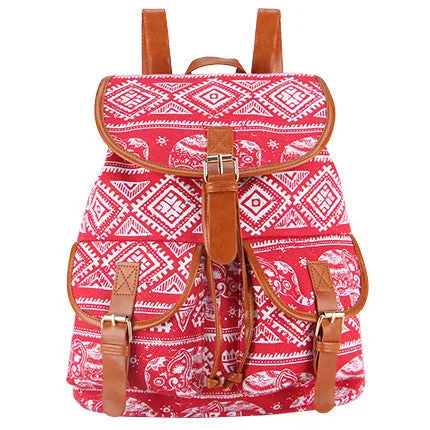 Exclusive Handmade Bohemian Mochila Vintage Backpack Drawstring Printing Canvas Bagpack Sac a Dos Femme Rucksack Female