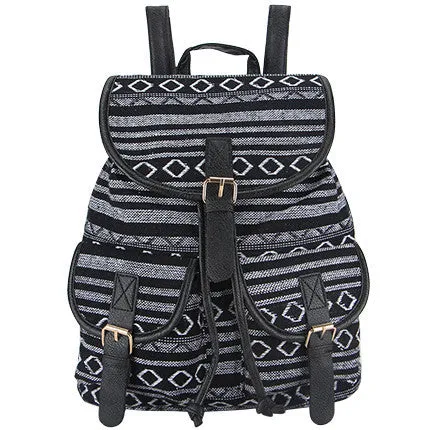 Exclusive Handmade Bohemian Mochila Vintage Backpack Drawstring Printing Canvas Bagpack Sac a Dos Femme Rucksack Female