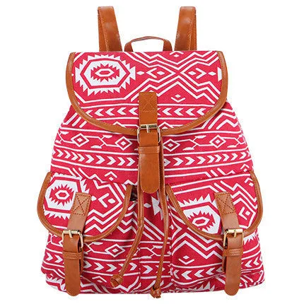 Exclusive Handmade Bohemian Mochila Vintage Backpack Drawstring Printing Canvas Bagpack Sac a Dos Femme Rucksack Female