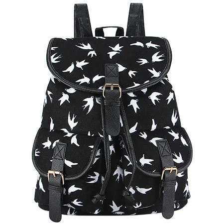 Exclusive Handmade Bohemian Mochila Vintage Backpack Drawstring Printing Canvas Bagpack Sac a Dos Femme Rucksack Female